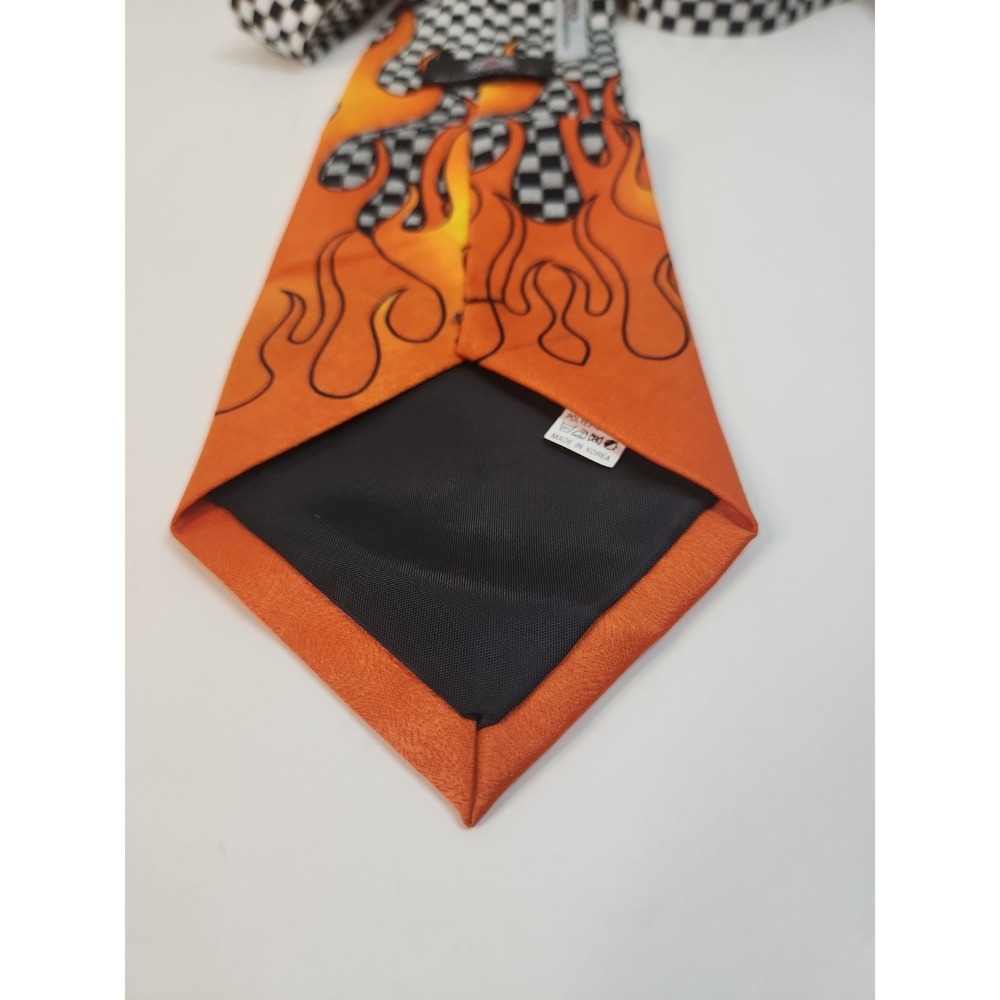 Vintage Harley Davidson Ralph Marlin Tie Checkered Flame Motorcycle Biker Mens - Picture 7 of 7